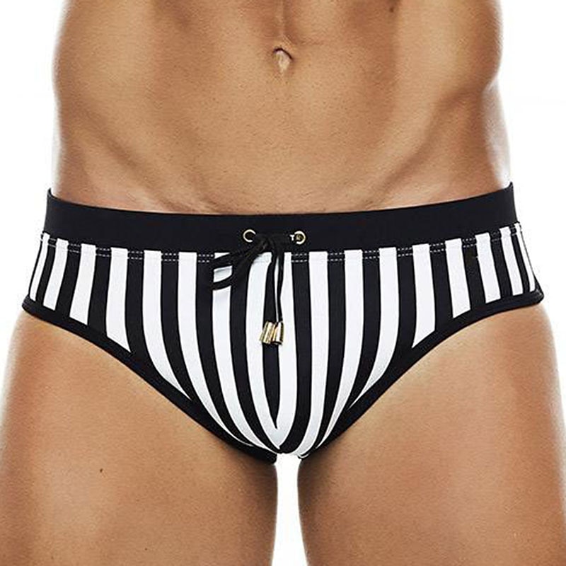 Men's Swimwear Swim Shorts Shorts Swim Briefs Print Stripe Comfort Breathable Outdoor Daily Going out Sports Hawaiian Black - Main Image