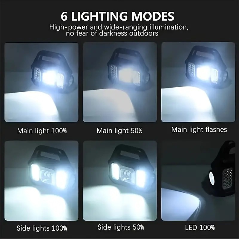 Rechargeable Solar Portable Lamp with Side Lights COB Flashlight Lantern Handheld Searchlight USB Charging Solar Light for Outdoor Camping4