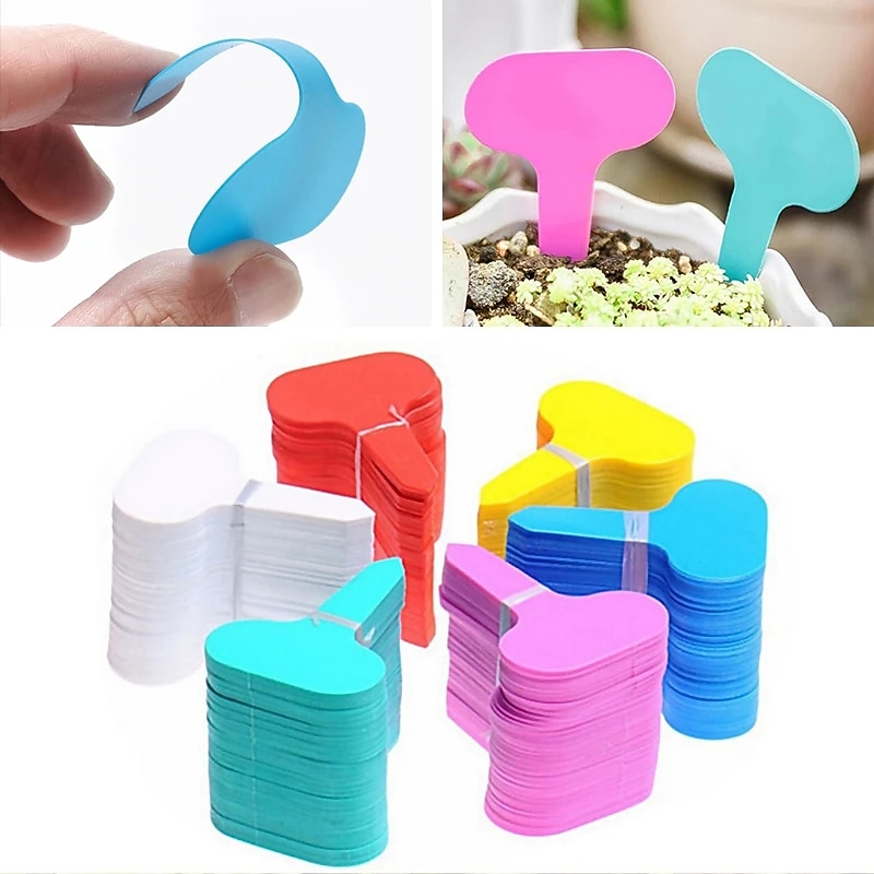 100pcs Garden Labels Plant Classification Sorting Sign Tag Ticket Plastic Writing Plate Board Plug In Card Colorful