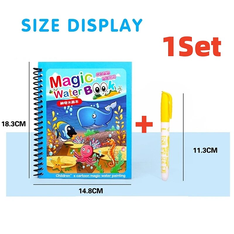 1Set Children Painting Drawing Toys Reusable Coloring Book Magic Water Drawing Book Sensory Early Education Toys For Kids2