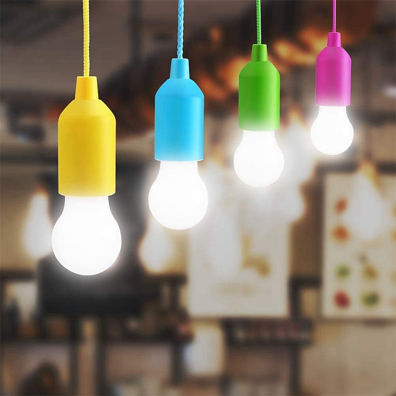 1/4/8 Pcs LED Portable Colorful Pull Cord Light Tent Camping Pull Cord Light Bulb Retro Lighting Light Pull Cord Night Light3