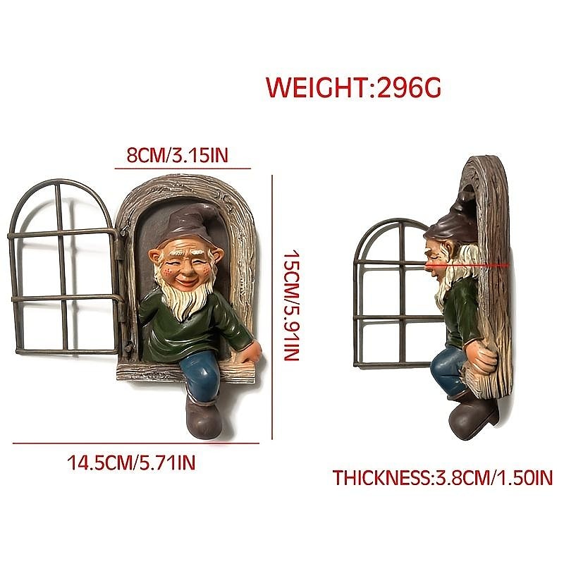 Yard Decorations, 1pc Garden Gnome Statue Ornaments, Gnome Out Of The Window Tree Decoration Garden Decoration Elf From The Door Tree Hugging Polyresin Ornaments Crafts For Christmas Indoor Outdoor2
