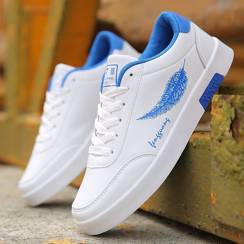 Men's Sneakers Sporty Look White Shoes Comfort Shoes Casual Daily PU Breathable Black White Blue Summer Spring2