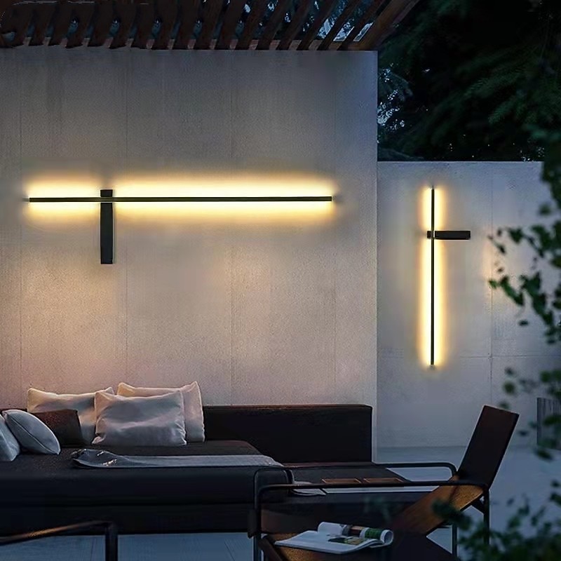 Outdoor LED Wall Light Waterproof IP65 35" Wall Mount Lighting Fixture Rectangular Black Elegant Frosted White Acrylic Anti Rust Warm White 85-265V4