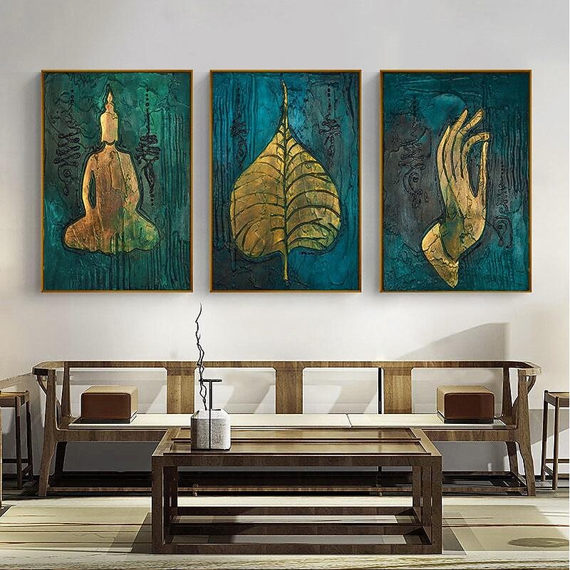 Thai Decorative Painting Southeast Asian Style Wall Posters India Bergamot Lotus Yoga Buddha Canvas Prints Living Room Decor2