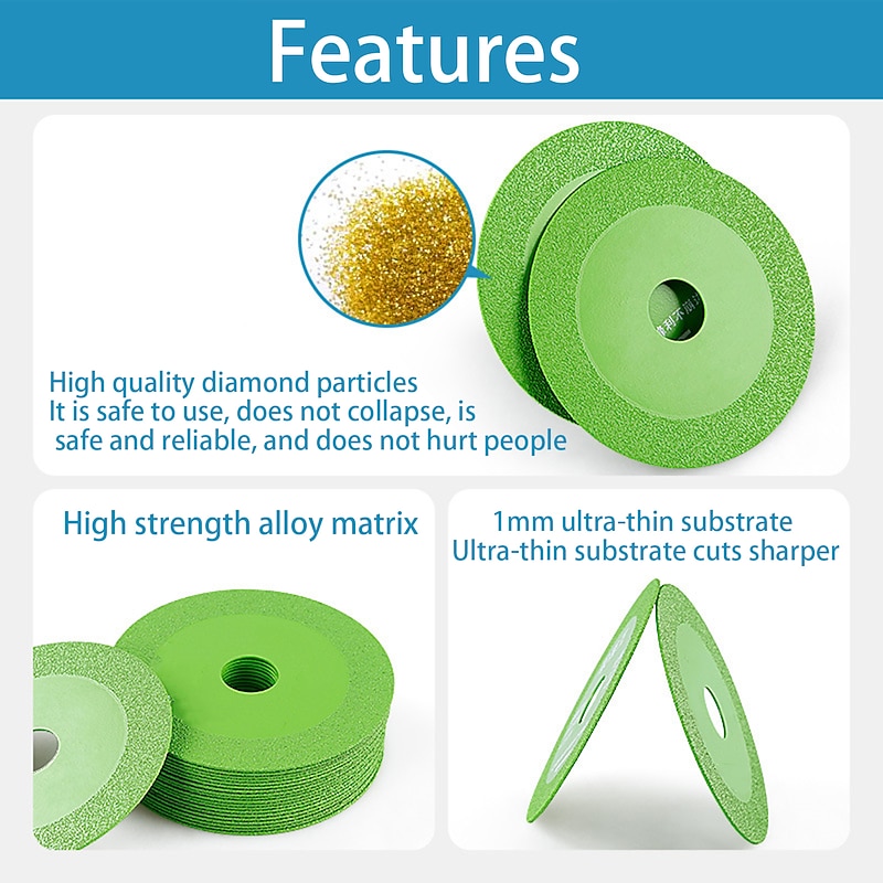Saw Blade Tool Glass Cutting Disc Diamond High-temperature Resistant Accessories Green Angle Grinder Grinding Wheel4