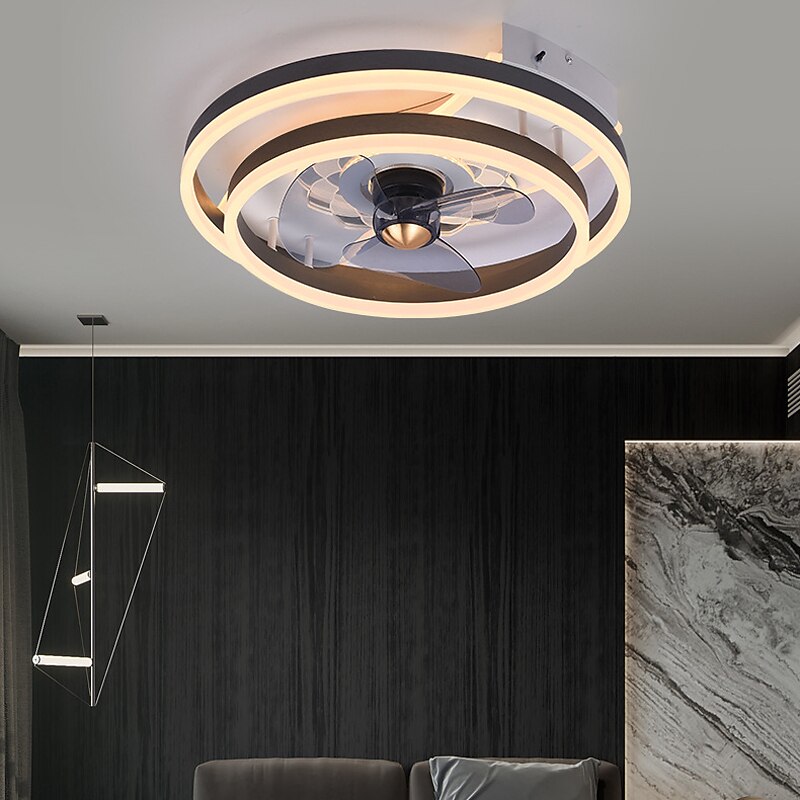 Ceiling Fans with Lights with Remote Control Ring Design 19.5" Flush Mount Low Profile Indoor Ceiling Fan Smart 3 Colors 6 Speeds Reversible4