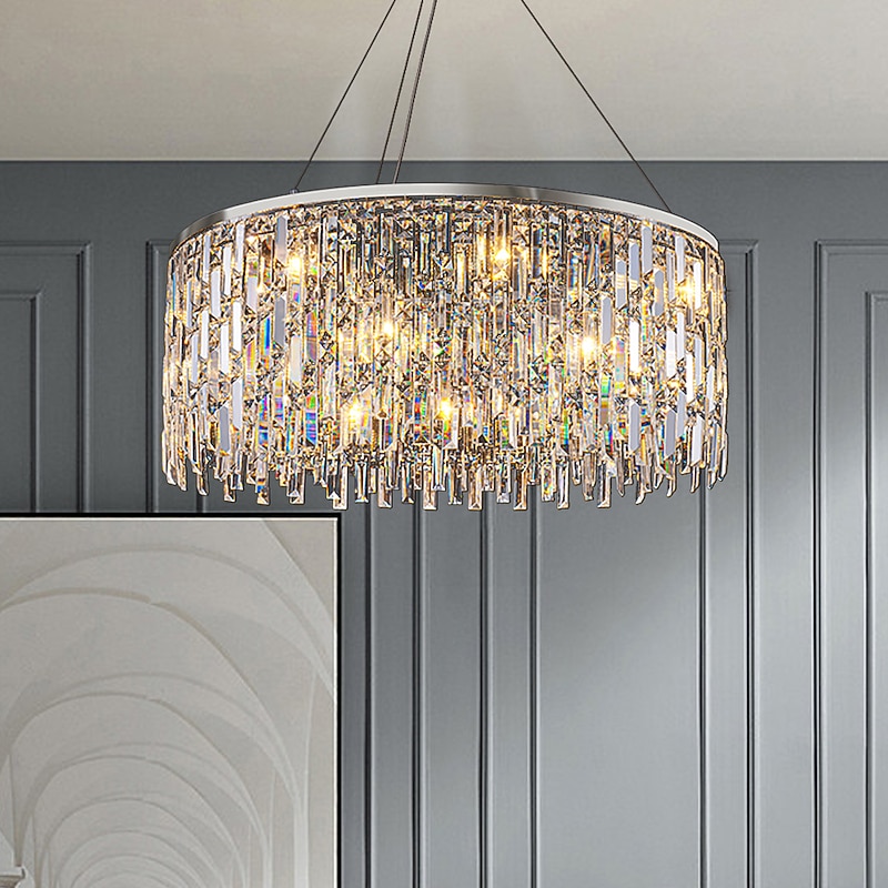 Light luxury living room chandelier new modern simple round light luxury crystal lamp designer home atmosphere restaurant chandelier