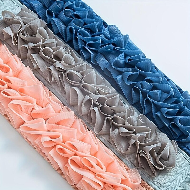 1pc Exfoliating Back Scrubber For Shower, Double Sided Exfoliating Cloth With Strap, Long Handle Back Scrubber Cloth, Body Scrubber, Sponge Back Washer Cleaner, For Women Men Deep Body Washing2