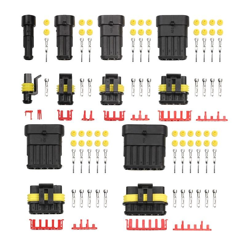 708PCS 1-6Pins  HID Waterproof Connectors 43 Sets Car Marine Seal Electrical Wire Connector Plug Truck Harness 300V 12A Kit3