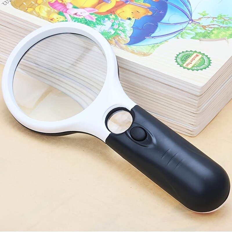 3X 45X Lenses Magnifier 3 LED Light Handheld Reading Magnifying Glass Lens Jewelry Watch Loupe Reading Lens Magnification Aid,Reading Magnifier For The Elderly4
