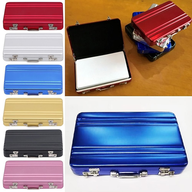 Lock Box Modeling Suitcase Aluminum Metal Business Card Holder Card Case2