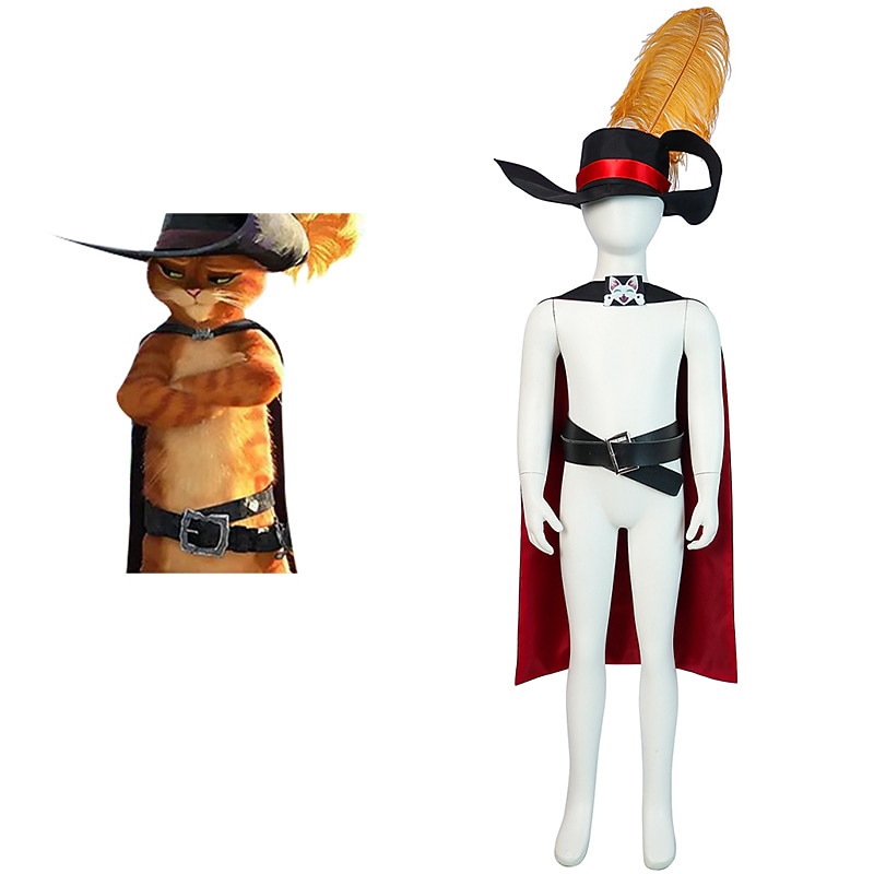 Puss in Boots Cosplay Puss in Boots Cosplay Costume Outfits Party Movie Cosplay for Boys Girls' Kid's Masquerade2