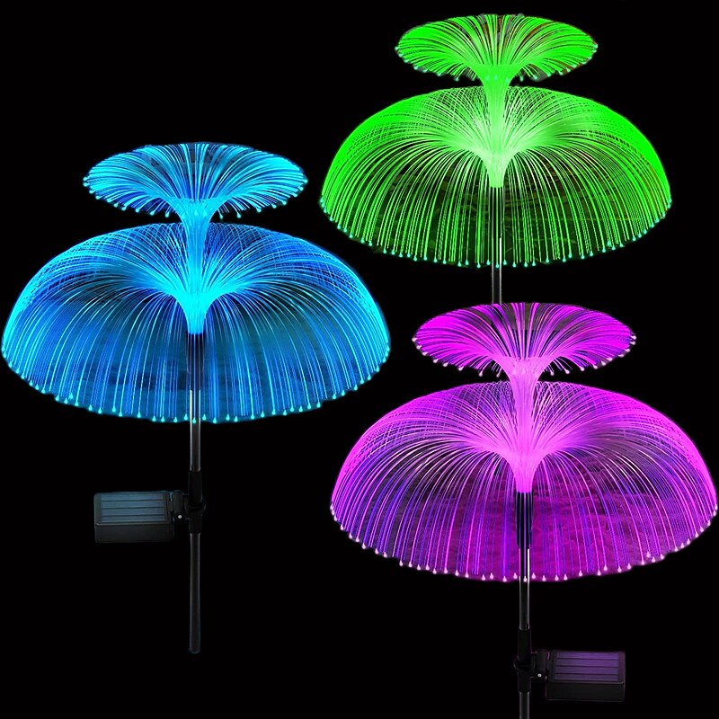 2pcs LED Solar Fiber Jellyfish Lights RGB Color Changing Garden Light Solar Outdoor Waterproof Lawn Lights Villa Courtyard Walkway Park Lawn Decoration Lamp3