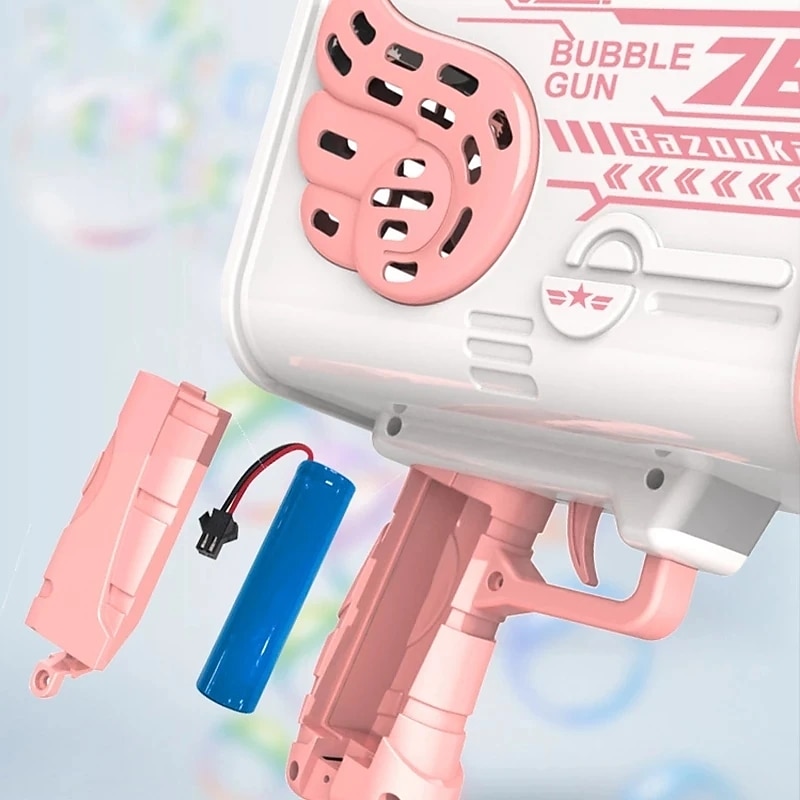 Bubble Gun Rocket  Holes Soap Bubbles Machine Gun Shape Automatic Blower With Light Toys For Kids Pomperos Childrens Day Gift4