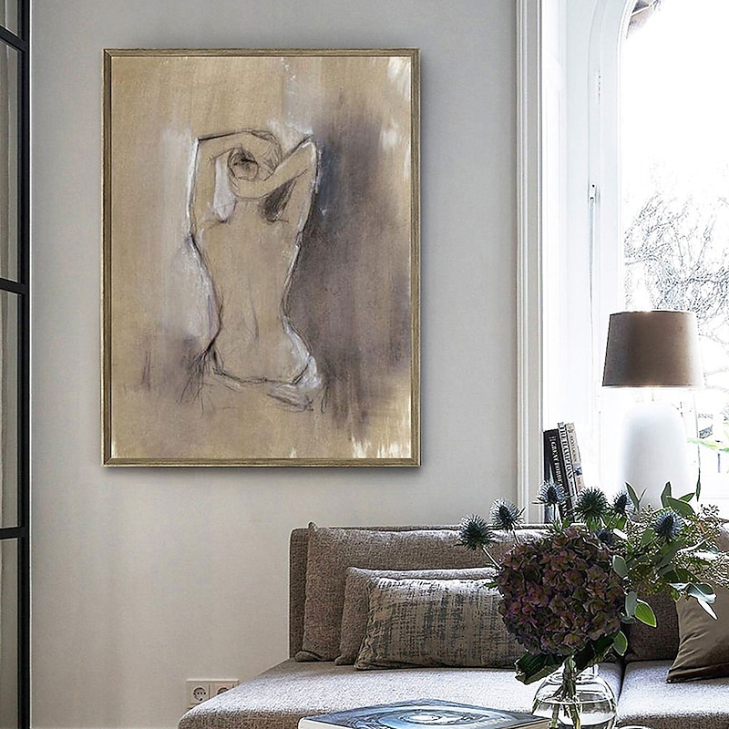 Handmade Hand Painted Oil Painting Wall Modern Abstract Painting Nude Lady  Canvas Painting Home Decoration Decor Rolled Canvas No Frame Unstretched3