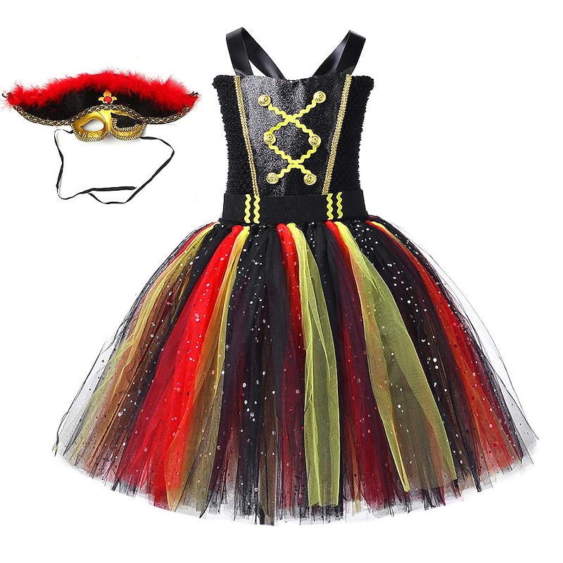 Pirates of the Caribbean Pirates of the Caribbean Dress Flower Girl Dress Tulle Dresses Cosplay Movie Cosplay for Girls' Kid's Children's Day Masquerade