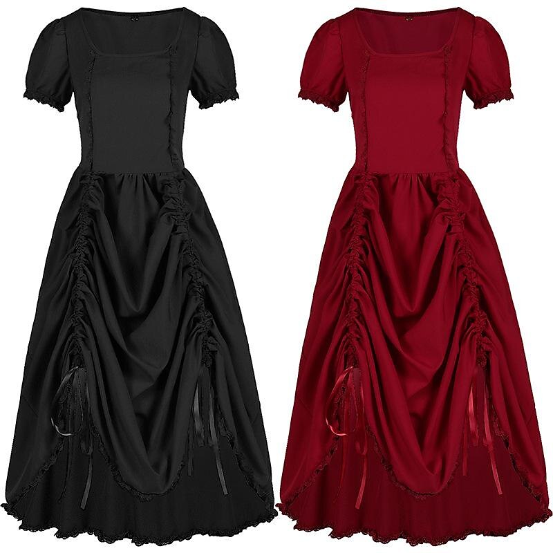 Retro Vintage Punk & Gothic Medieval Dress Goth Girl Fancy Dress Women's Fantasy Steampunk Casual Daily Adults' Dress