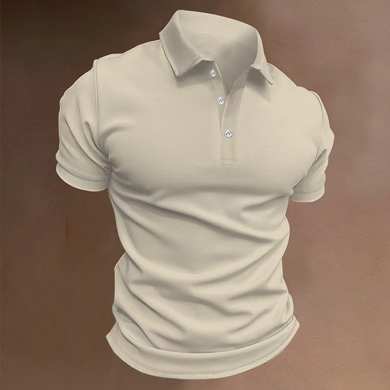 Men's Sport Polo Polo Shirt Casual Holiday Lapel Short Sleeve Fashion Basic Plain Button Summer Regular Fit Black White Navy Blue Blue Khaki Gray Sport Polo2