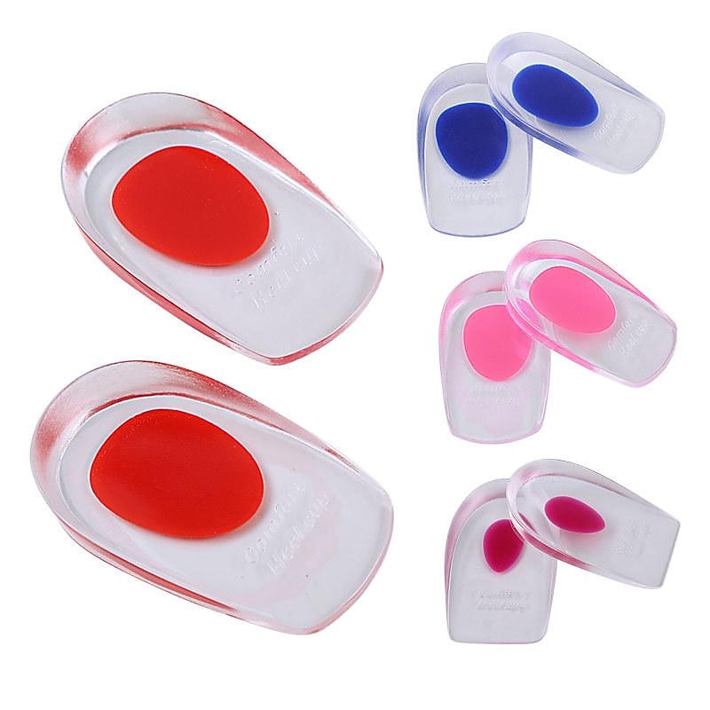 1pair Soft Silicone Gel Insoles For Heel Spurs Pain Relief Foot Cushion Foot Massager Care Heel Cups Shoe Pads Height Increase Insoles4