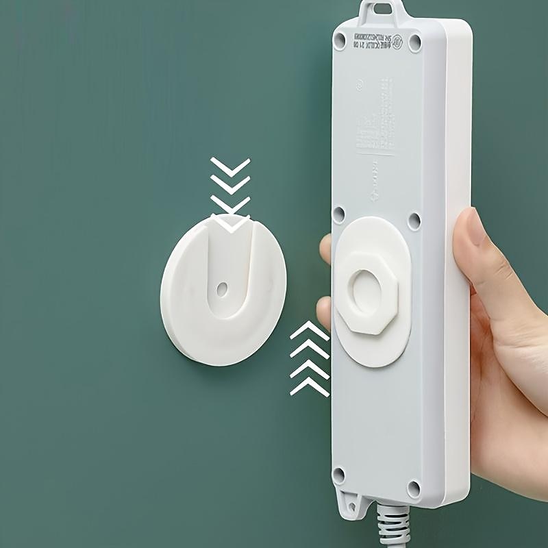 Power Strip Holder Fixator, No Hole Plug-in Wall Socket Sticker Fixer, Loading 10Kg/22lb Maximum, For Desk, Wall, WiFi Router, Remote Control, Paper Towel Box