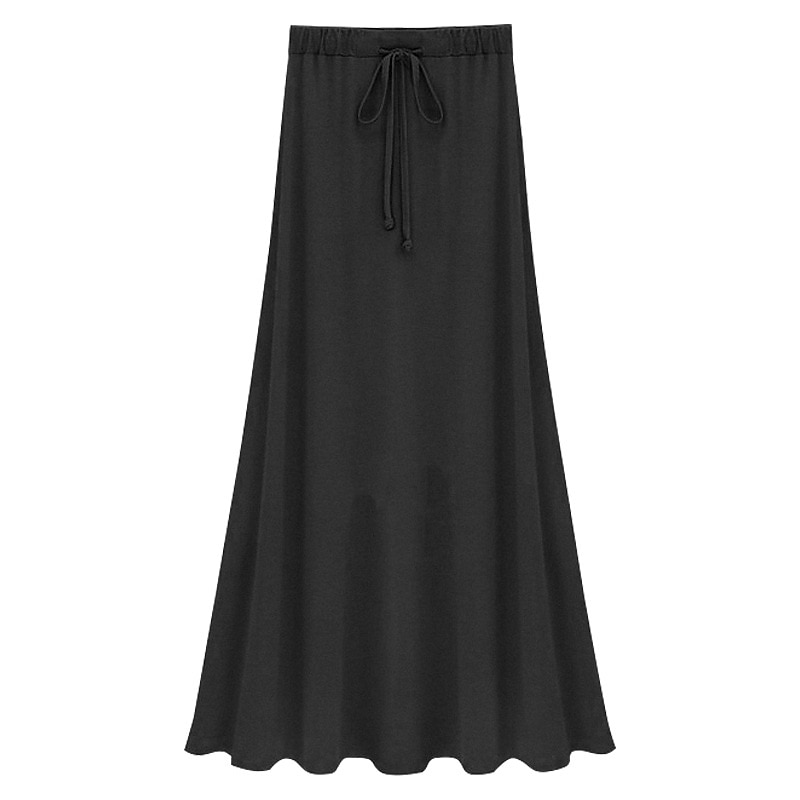 Women's Long Skirt Skirts Split Ends Solid Colored Daily Vacation Spring & Summer Cotton coastal grandma style Basic Casual Mermaid Black Grey3