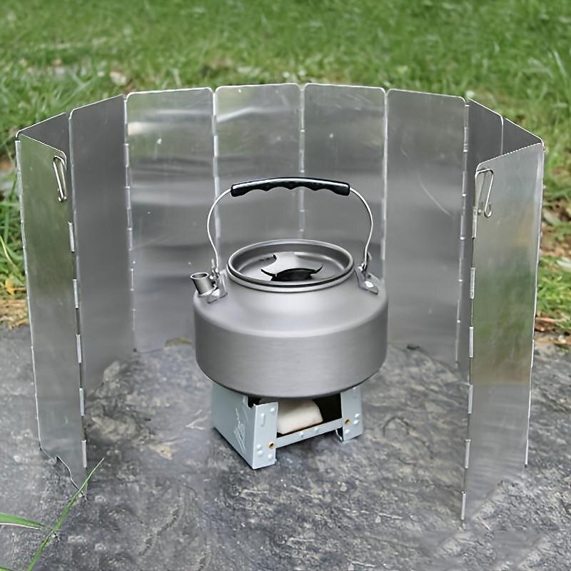 Camp Stove Windscreen, Silver Aluminum Folding Windscreen, Windshield For Camp Stove3