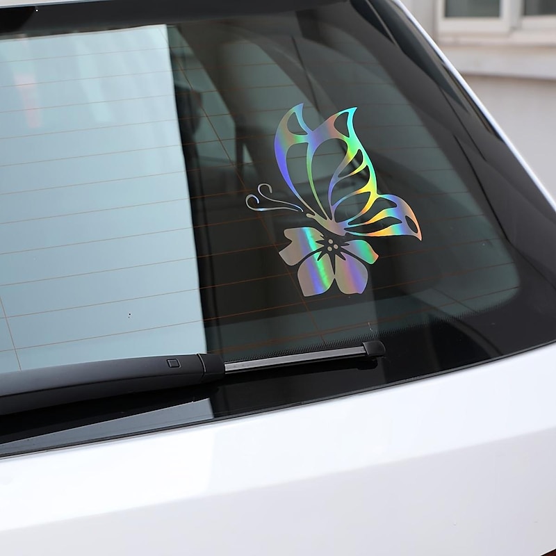 StarFire 1PC Reflective Butterfly Flower Car Sticker Waterproof Vinyl Butterflies Sticker Decals For Cars Trucks Vans Laptops Wall Decor Accessories2
