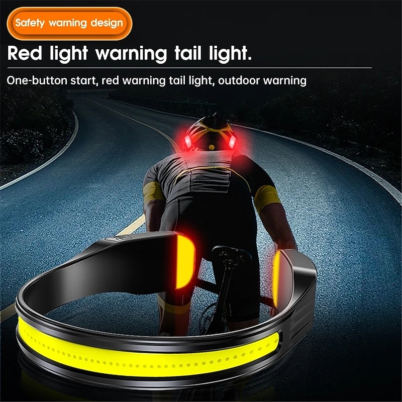 Rechargeable LED Headlamp with 230° Wide Beam Lightweight Head Light and Red Tail Light to Wear with 3 Lighting Modes Head Flashlight for Adults Running Hiking Outdoors-Grey4