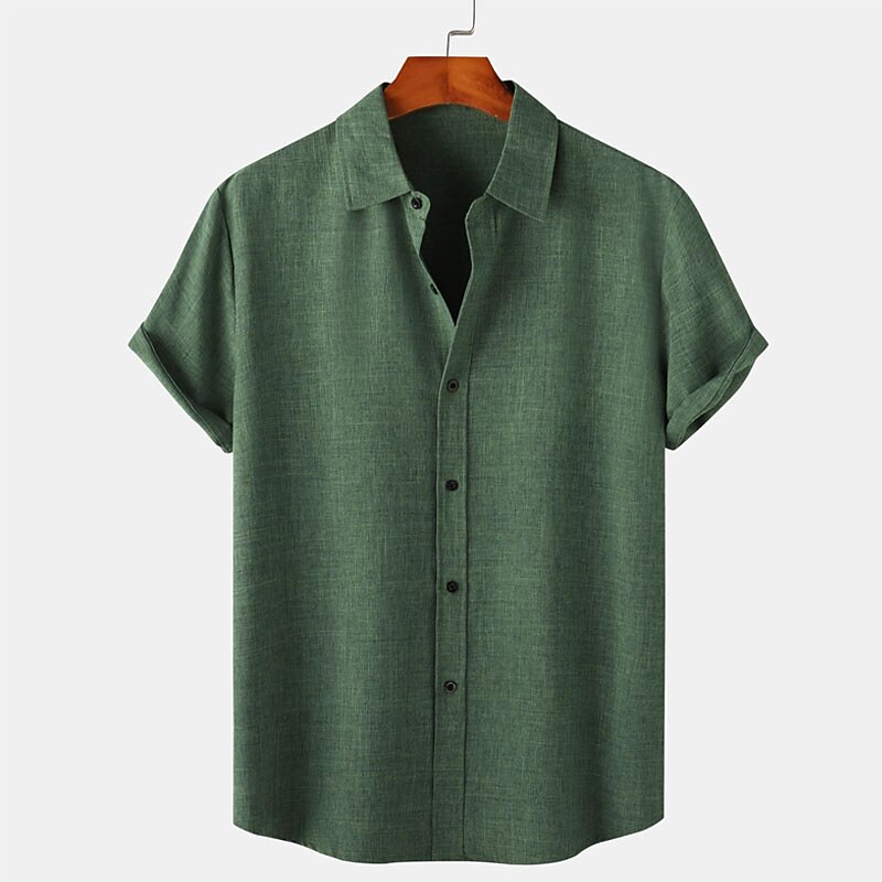 Men's Shirt Summer Shirt Casual Shirt Button Up Shirt Black Pink Blue Dark Green Purple Short Sleeve Plain Turndown Vacation Daily Clothing Apparel Fashion Casual Comfortable4