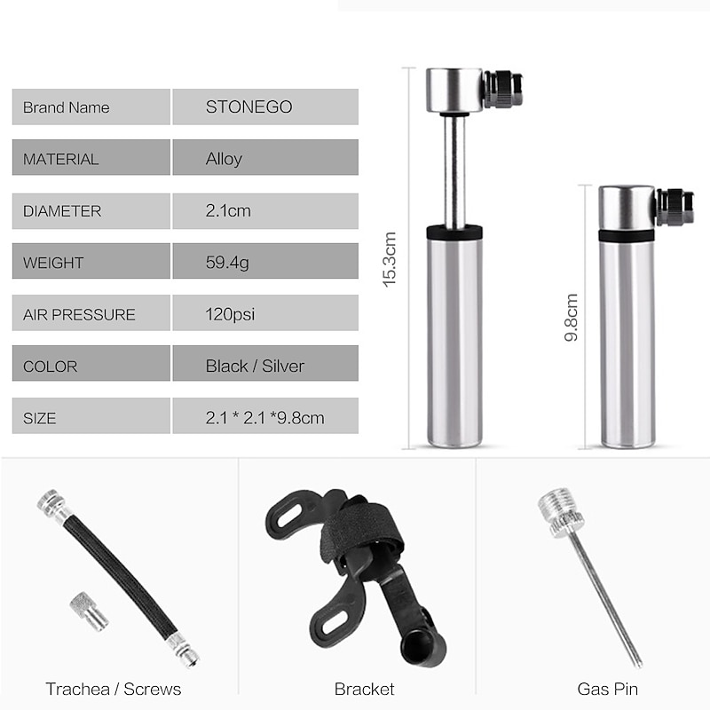 Portable Pocket Bike-Pump 120 PSI High Pressure Mini Bike Pump Fits Presta/Schrader Valve Ultralight Bicycle Tire Pump Bikes Repair Kit Stonego Cycling Accessories for Road Mountain Outdoor Sports2