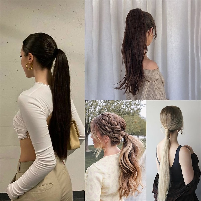 Claw Clip Ponytail Extension 18 Clip in Wavy Ponytail Hair Extensions Long Pony Tails for Women Extensions Ash Blonde Mix Light Bleach Blonde Wave Hairpiece3