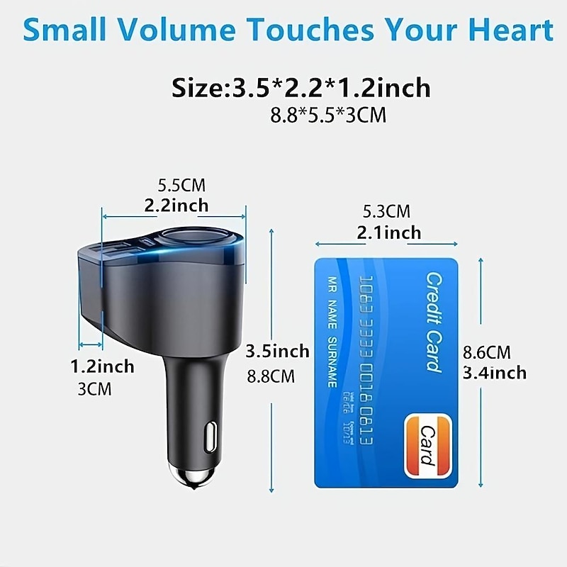 Usb Splitter For Car, 4 In 1 USB C Car Charger, 36W Multi USB Cigarette Lighter Adapter Socket Splitter With 3 USB Ports,12V/24V Dual USB Type C PD Fast Car Charger Adapter3