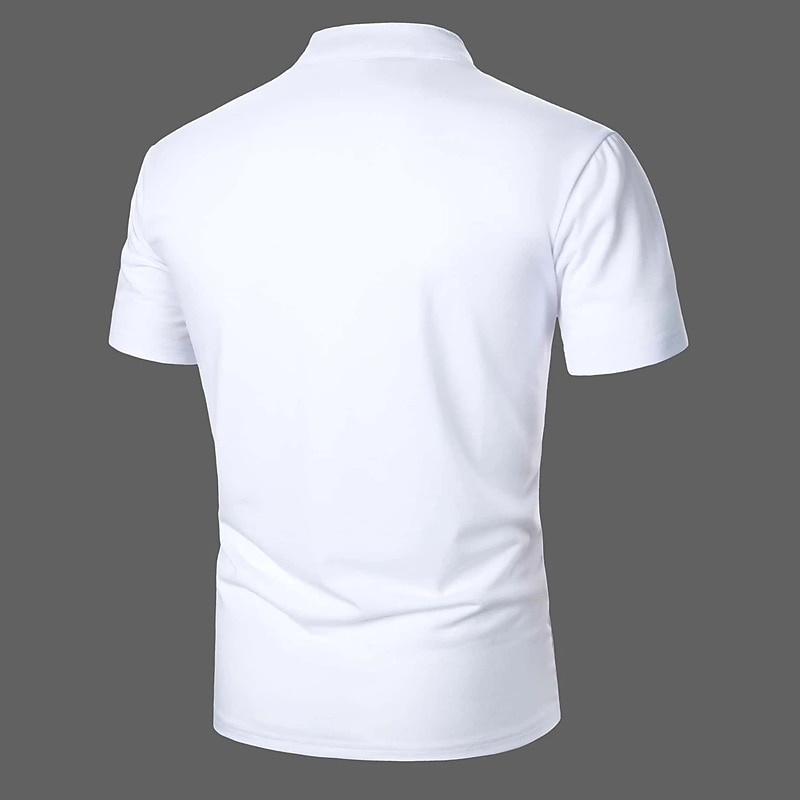 Men's Polo Shirt Golf Shirt Casual Holiday Stand Collar V Neck Short Sleeve Fashion Basic Plain Classic Summer Regular Fit Fire Red Black White Green Gray Polo Shirt2