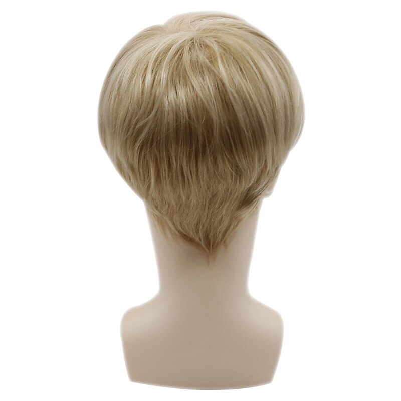 Short Mens Blonde Wig Straight Synthetic Wig for Male Hair Fleeciness Natural Toupee Wigs3
