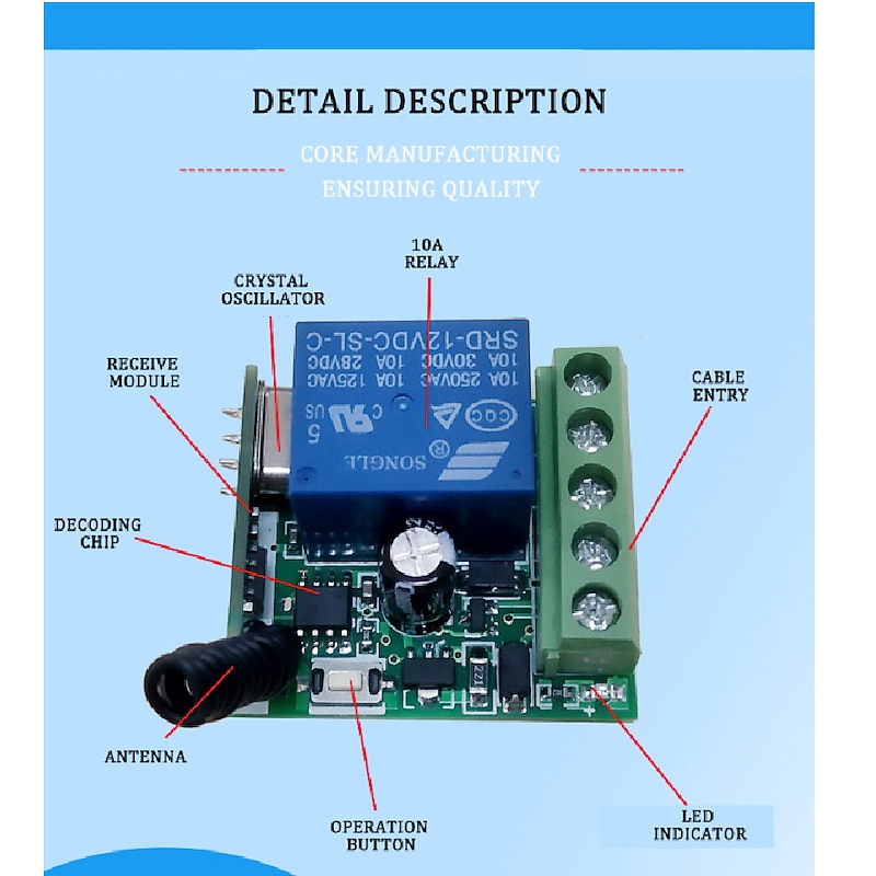 LITBest Smart Switch AK-RK01SY+AK-SOS Black for Daily / Living Room / Bedroom Remote Controlled / Creative / Easy to Install Remote Wireless 12 V4