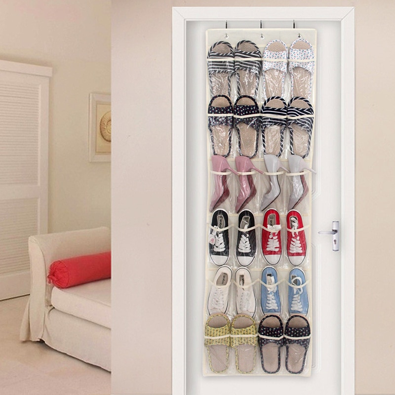 24 Grid Shoes Organizer Rack for Room Over Door Hanging Storage Holder Rack Bedroom Closets Shoes Wall-mounted Storage Bag3