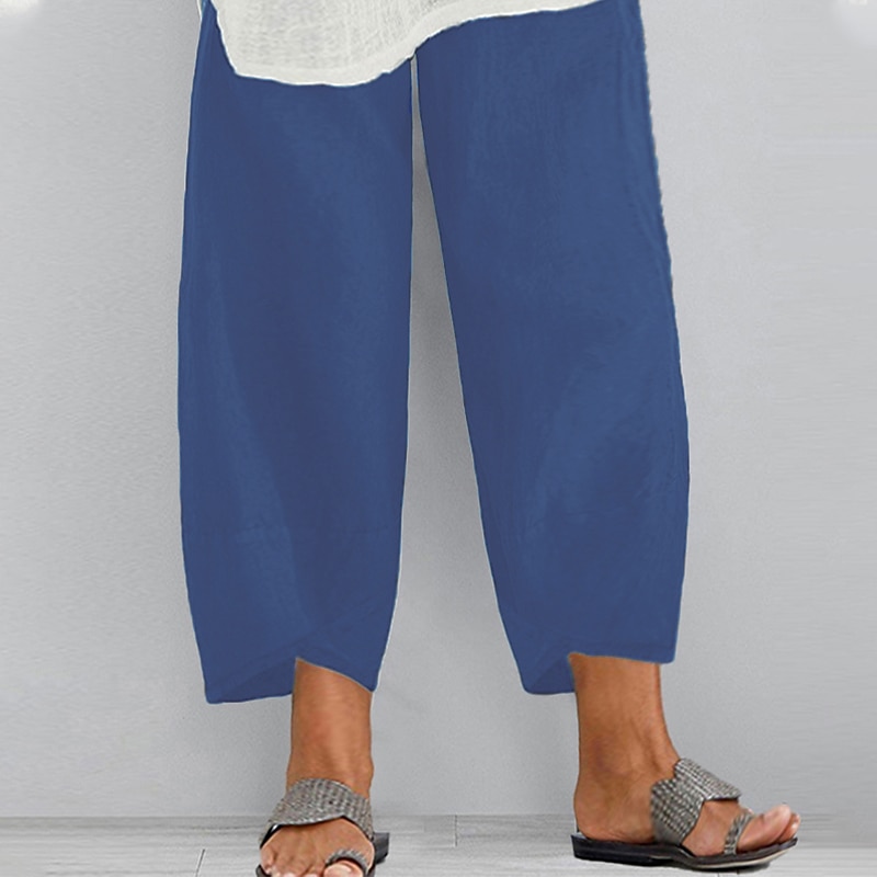 Women's Plus Size Chinos Capri shorts Baggy Pants Sporty Casual Chino Calf-Length Natural Solid Color Pocket Baggy Micro-elastic Vacation Daily Weekend Black Navy Blue Green khaki Spring Fall Regular 11