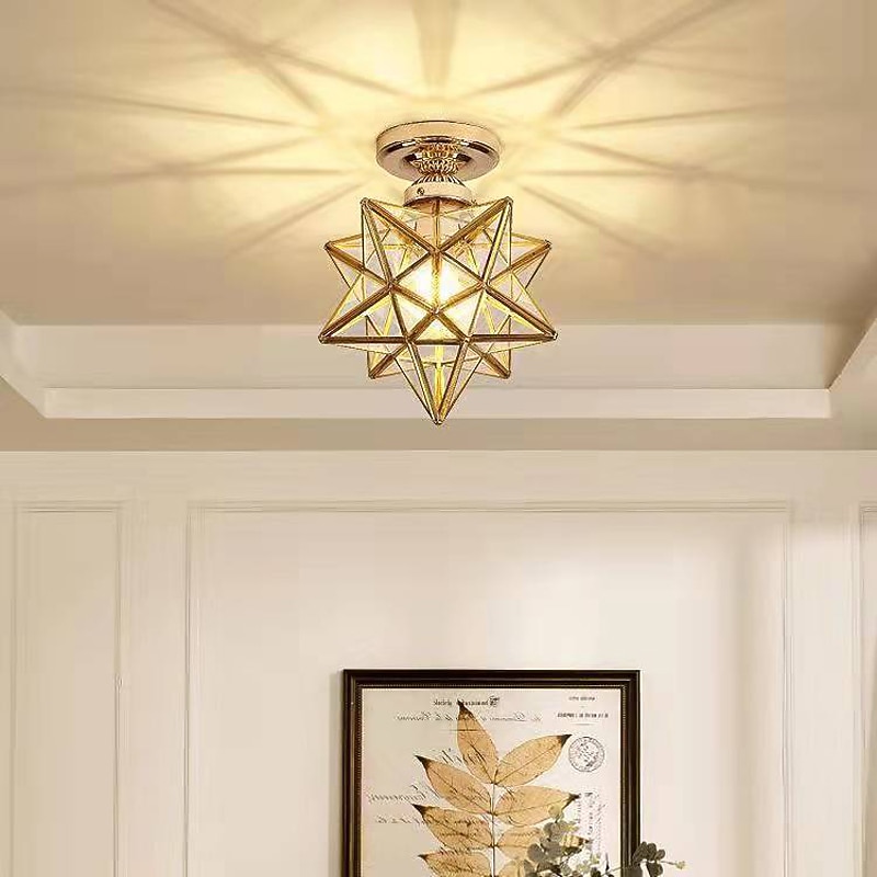 LED Ceiling Light 10" Geometric Shapes Flush Mount Lights Plastic Copper Artistic Style Formal Style Ceilling Light for Corridor Porch Bar Creative Loft Balcony Lamps 110-240V4