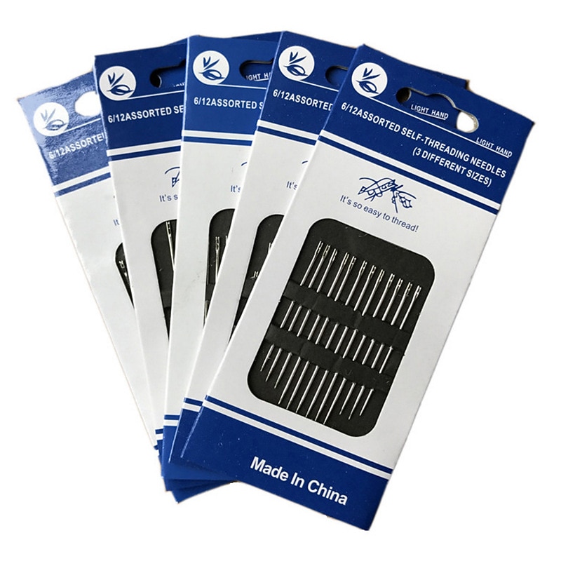 24Pcs/2pack Stainless Steel Self Threading Needles Hand Sewing Needles Home Household Tools3