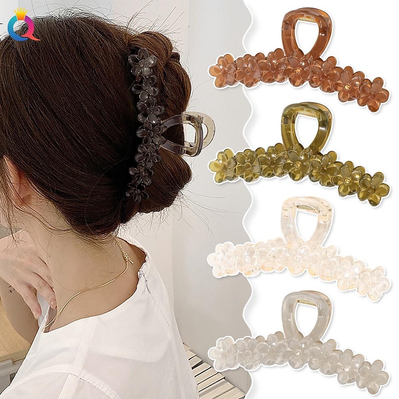 flower Large Claw Clips For Thick Hair  Hair Claws For Thick Hair Long Hair Claw Clips Variety Pack Large Hair Clips For Thick Hair Cute Claw Clips For Long Hair