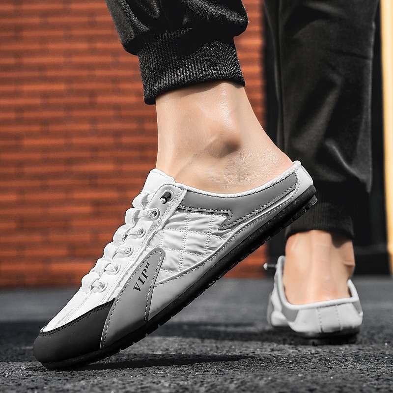 Men's Casual Slip-On Sneakers with Open-Heel Design, Lightweight Lace-Up Style – Ideal for Summer and Everyday Comfort4