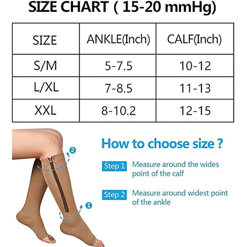 Zipper Compression Socks Open Toe Toeless Compression Socks for Women and Men(1 Pair)3