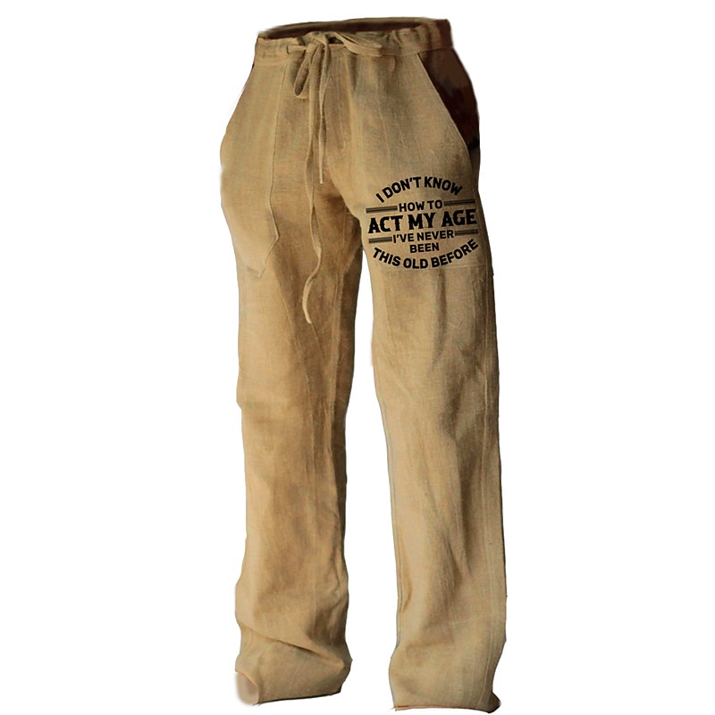 Men's Letter Graphic Prints Trousers Summer Pants Beach Pants Mid Waist Streetwear Hawaiian Designer Casual Daily Holiday Drawstring Elastic Waist 3D Print Spring & Summer 3D Print Khaki