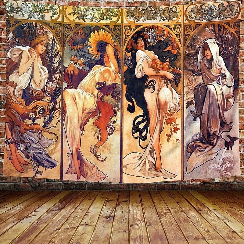 Art Nouveau Lady Hanging Tapestry Victoria Wall Art Decor Photograph Backdrop Blanket Curtain Home Bedroom Living Room Decoration3