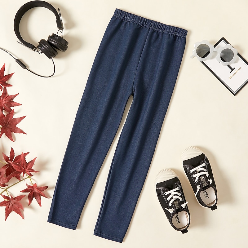 Kids Girls' Leggings Solid Color Daily Outdoor 7-13 Years Summer Black Royal Blue2