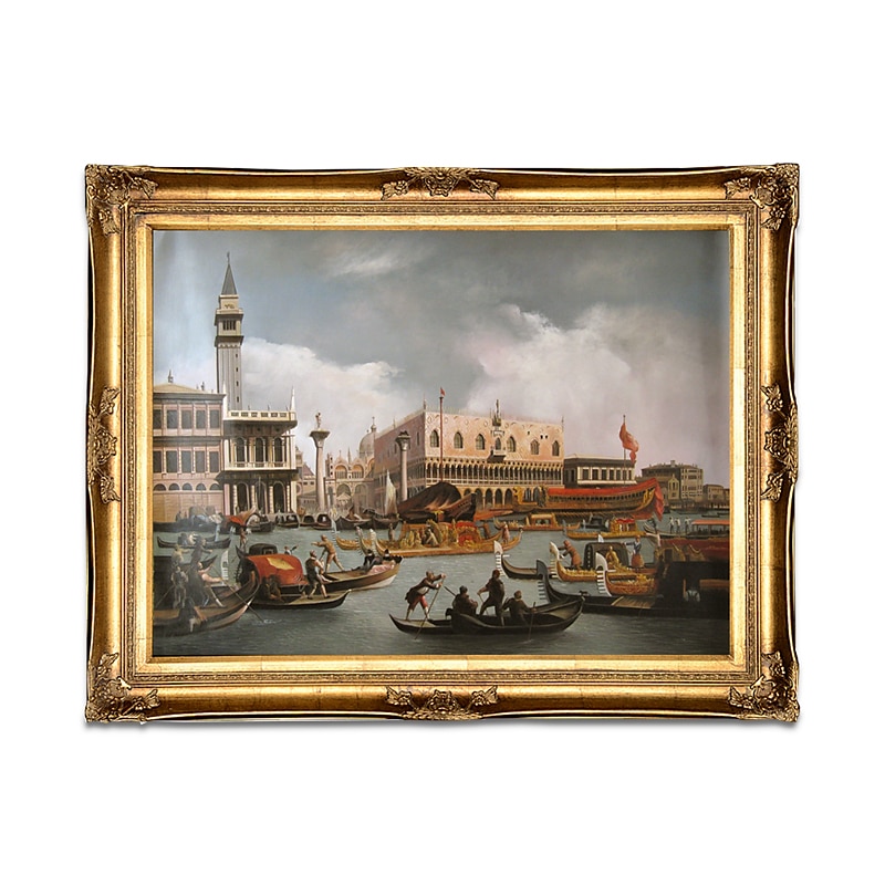 Handmade Oil Painting Canvas Wall Art Decoration Italian Classical Paintings Canaletto Boat racing on the Grand Canal for Home Decor Rolled Frameless Unstretched Painting 5