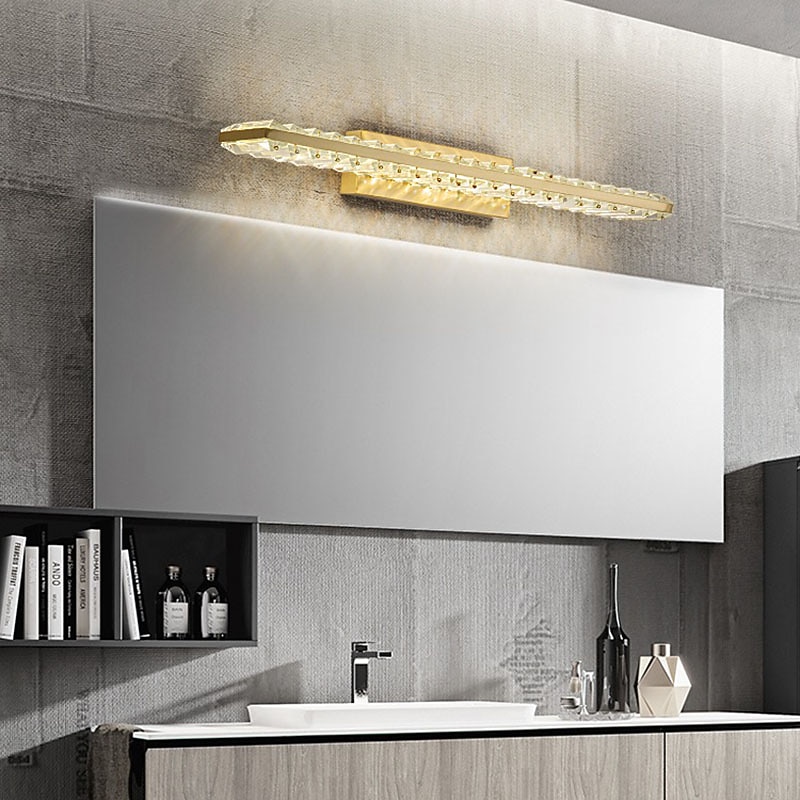 LED Vanity Light Crystal Waterproof IP20 20W Mirror Light Modern White Minimalist Bathroom Light Fixture Aluminum Iron Bathroom Wall Sconce  Wall Mount Lighting Fixture4