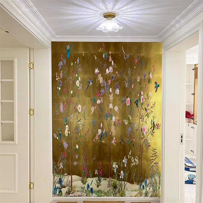 Cool Wallpapers Flower Wallpaper Wall Mural Floral Traditional Chinese Painting Home Decoration Floral Classic Wall Covering, Canvas PVC / Vinyl Material Adhesive required Mural, Room Wallcovering3