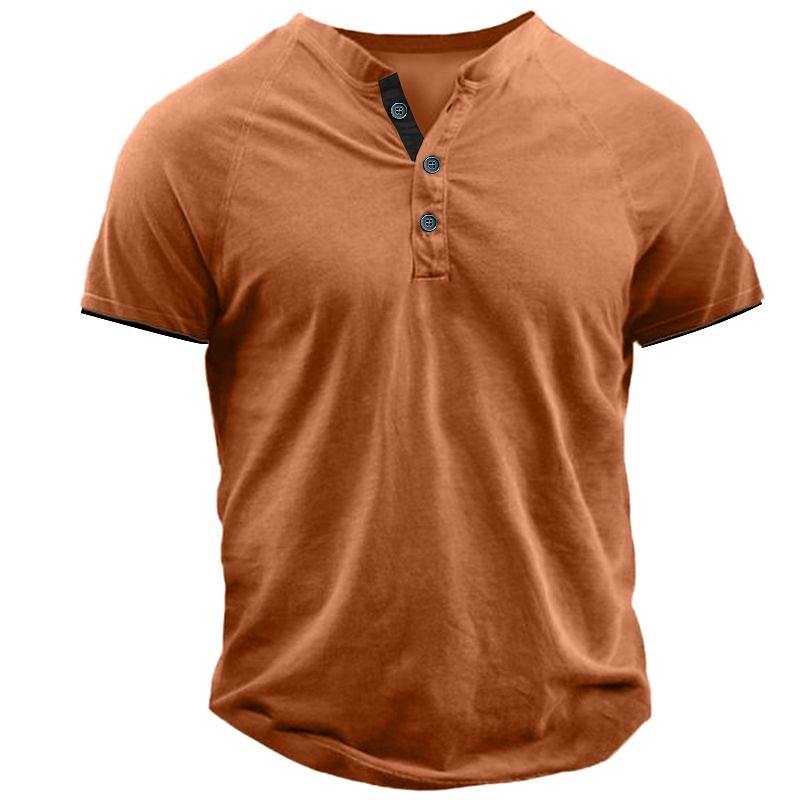 Men's Button T Shirt T Shirt Henley Shirt Tee Top Short Sleeves Henley Summer Plain Fashion Designer Basic Vacation Street Going out White Blue Orange Top Tee for Men